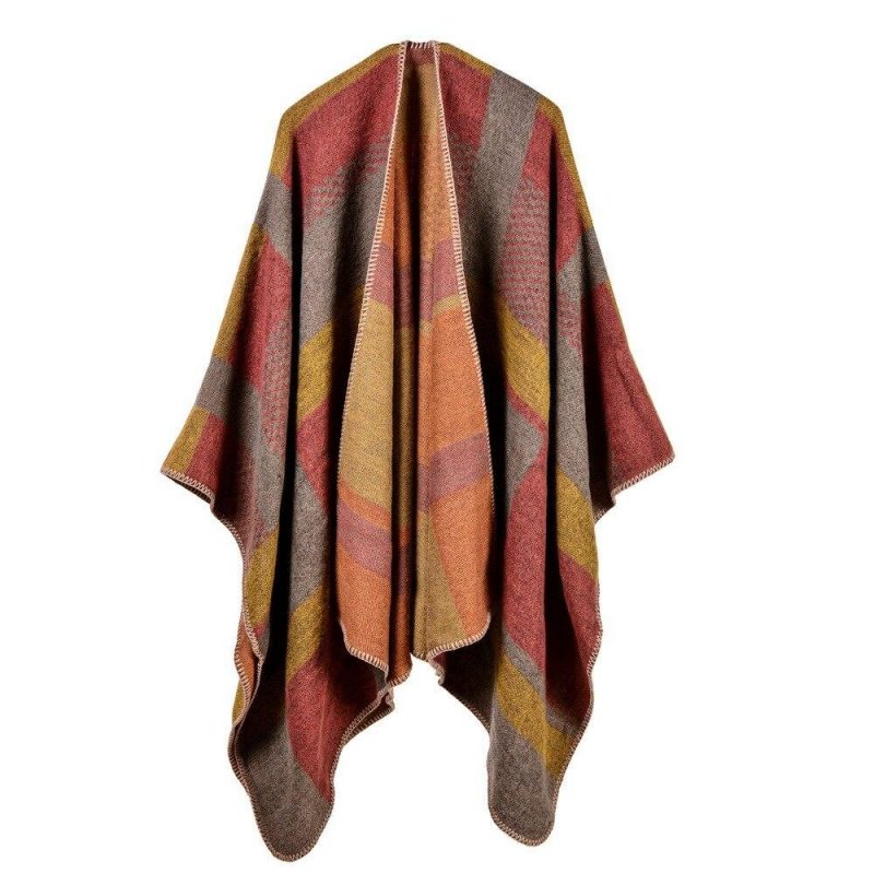 poncho femme hiver orange 112