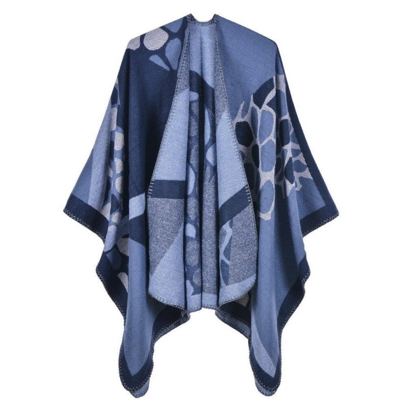 poncho femme hiver original bleu 961
