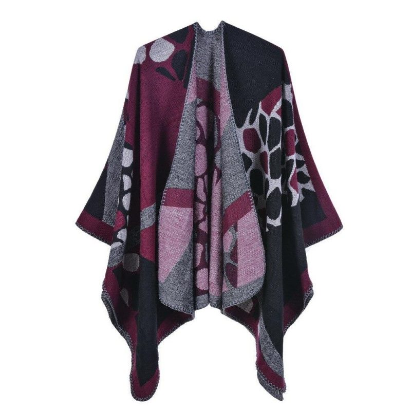 poncho femme hiver original bordeaux 354