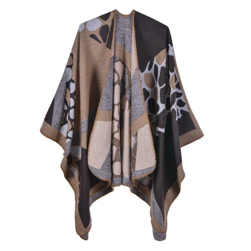 poncho femme hiver original marron 953
