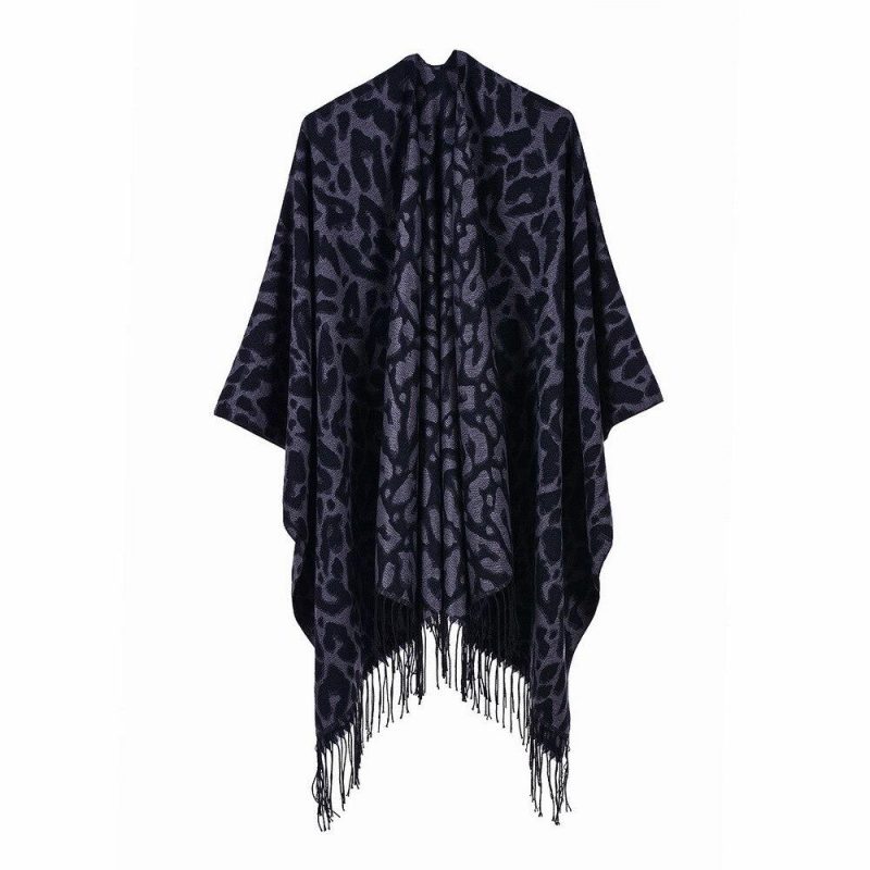 poncho femme leopard gris fonce 363