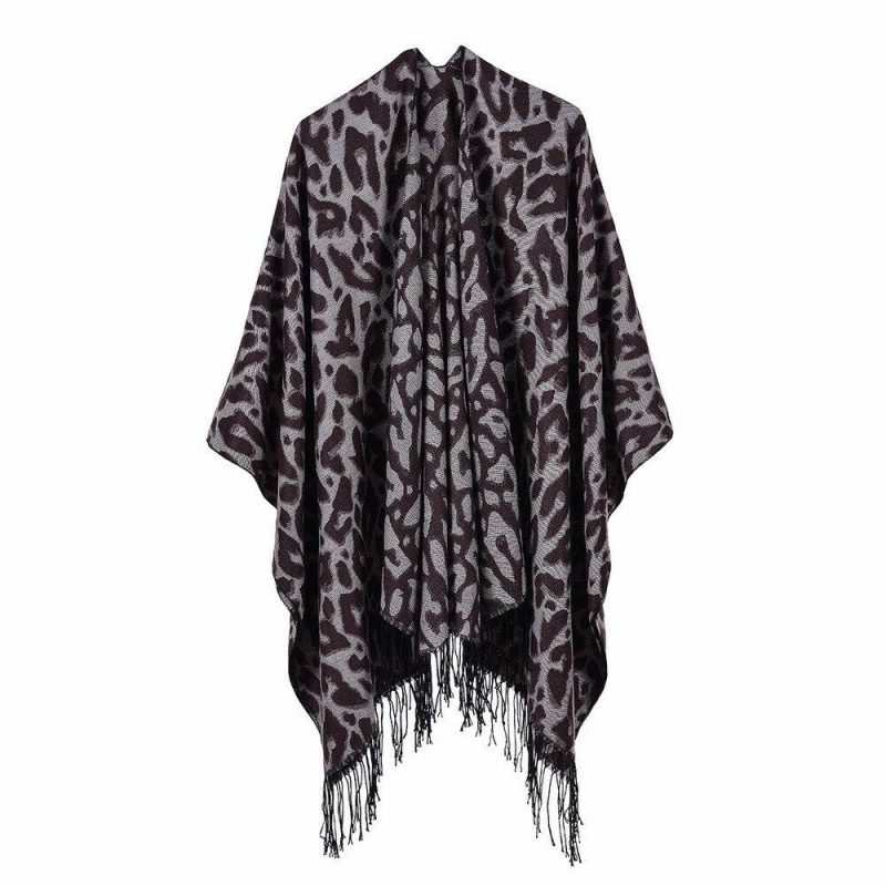 poncho femme leopard marron 606