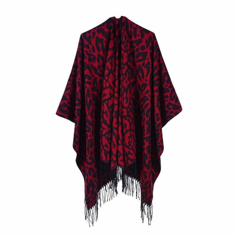 poncho femme leopard rouge 853
