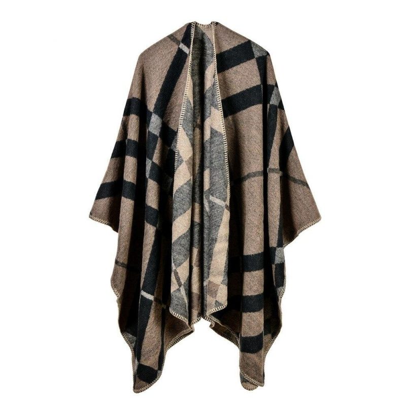 poncho femme long beige 863