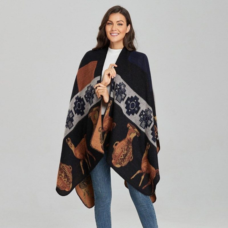 poncho femme marron marron 193