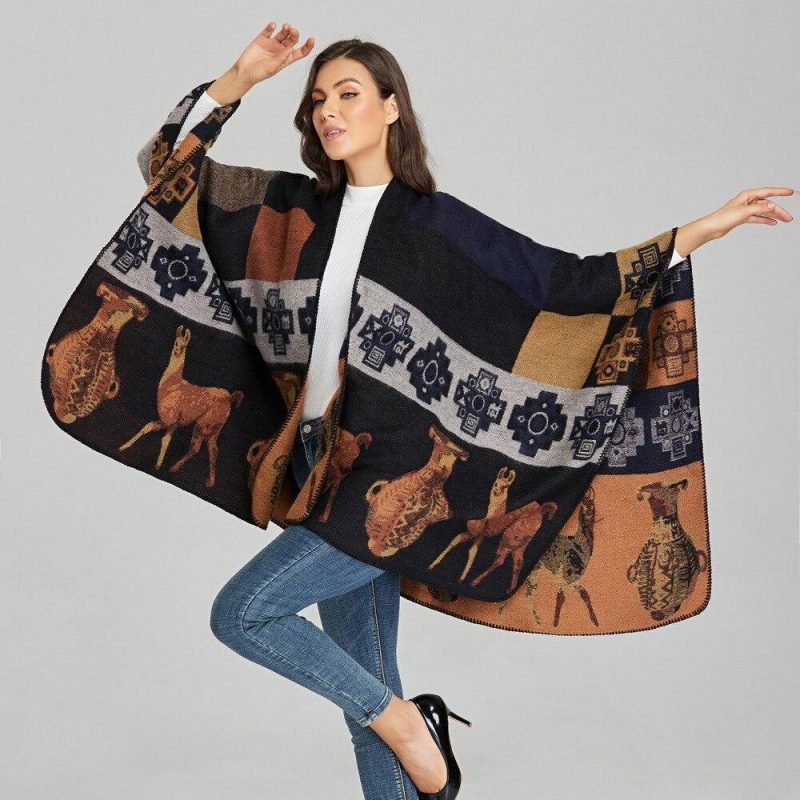 poncho femme marron marron 361