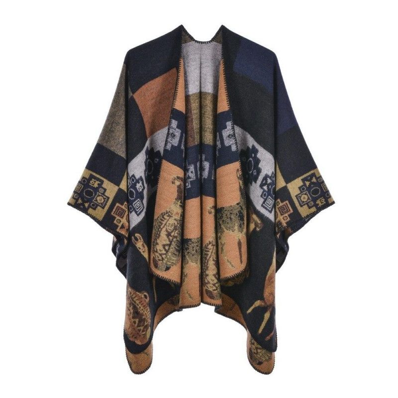 poncho femme marron marron 789