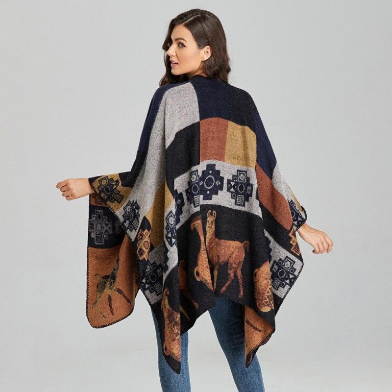 poncho femme marron marron 996