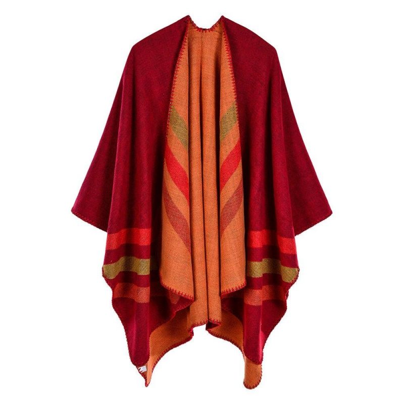 poncho femme moderne orange 553