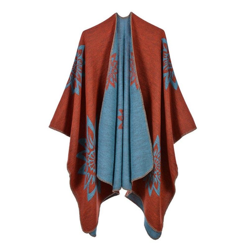 poncho femme orange orange 197