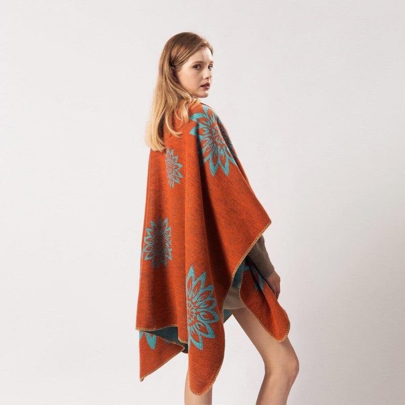 poncho femme orange orange 356