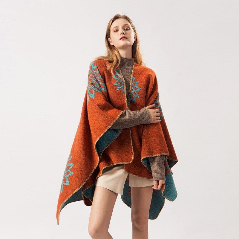 poncho femme orange orange 707