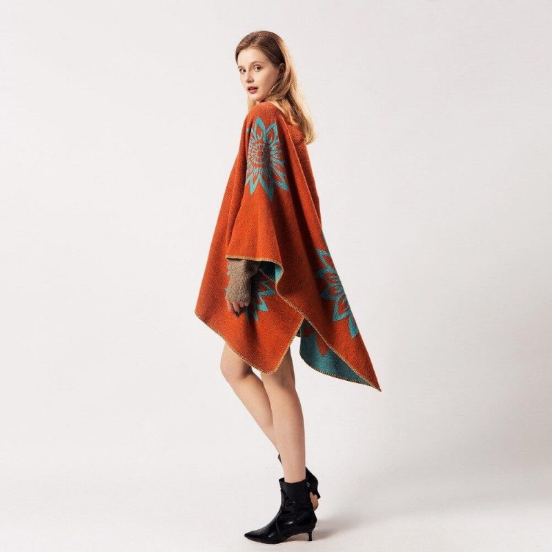 poncho femme orange orange 843
