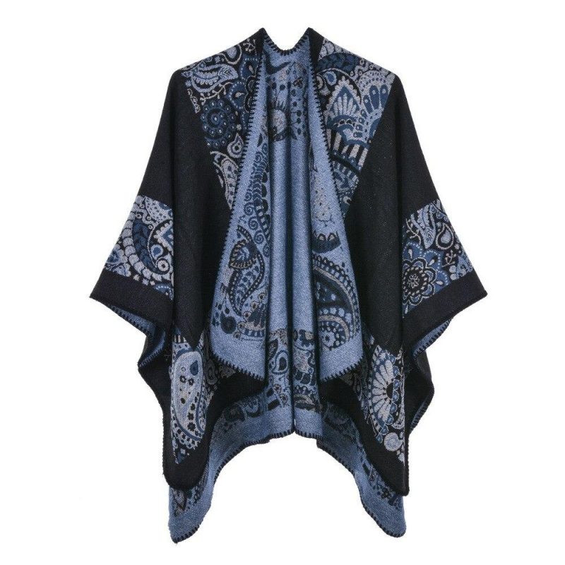 poncho femme paisley bleu 511