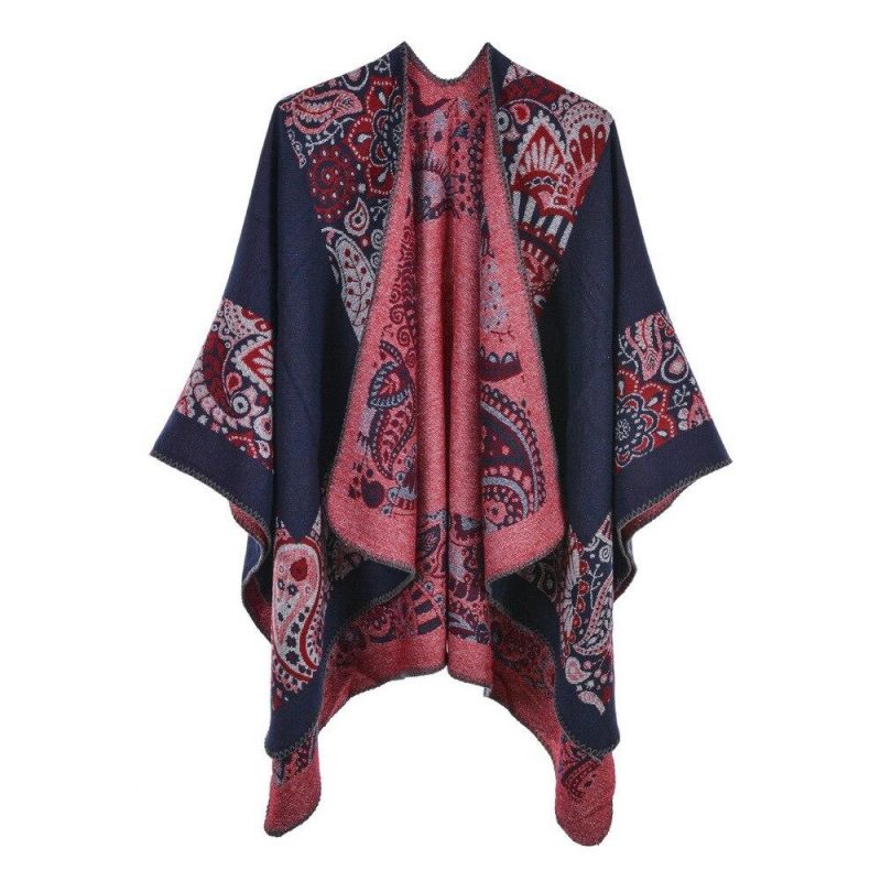 poncho femme paisley rose 177