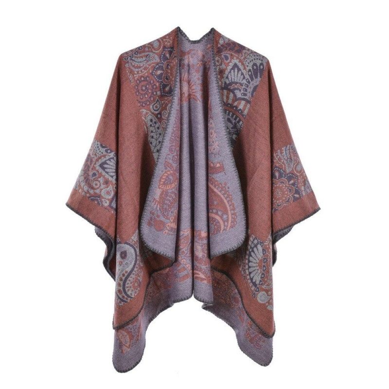 poncho femme paisley rose pourpre 266