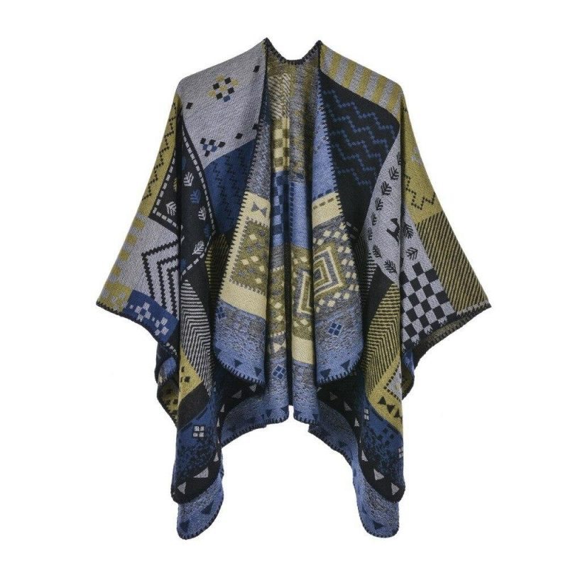 poncho femme patchwork jaune 868