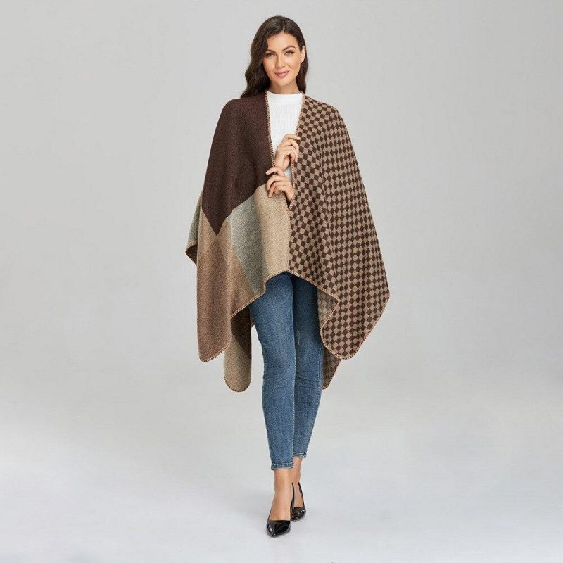 poncho femme petit grand carreaux 294
