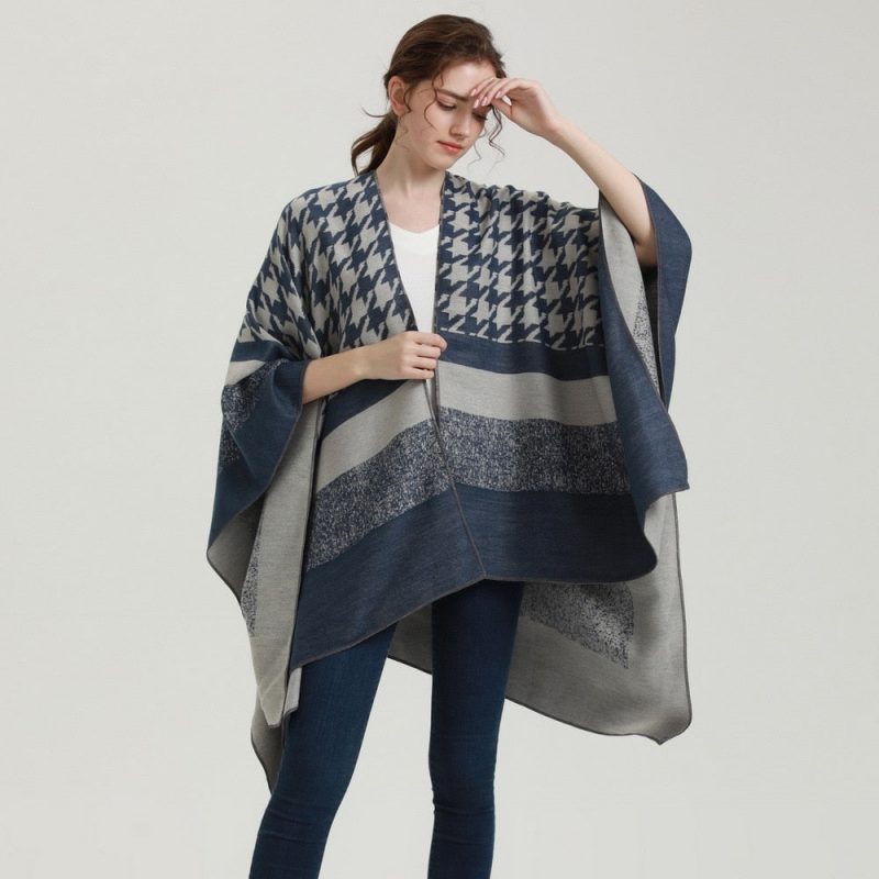 poncho femme pied de poule 202
