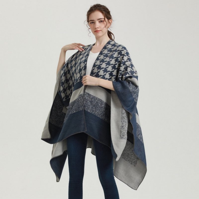 poncho femme pied de poule 570
