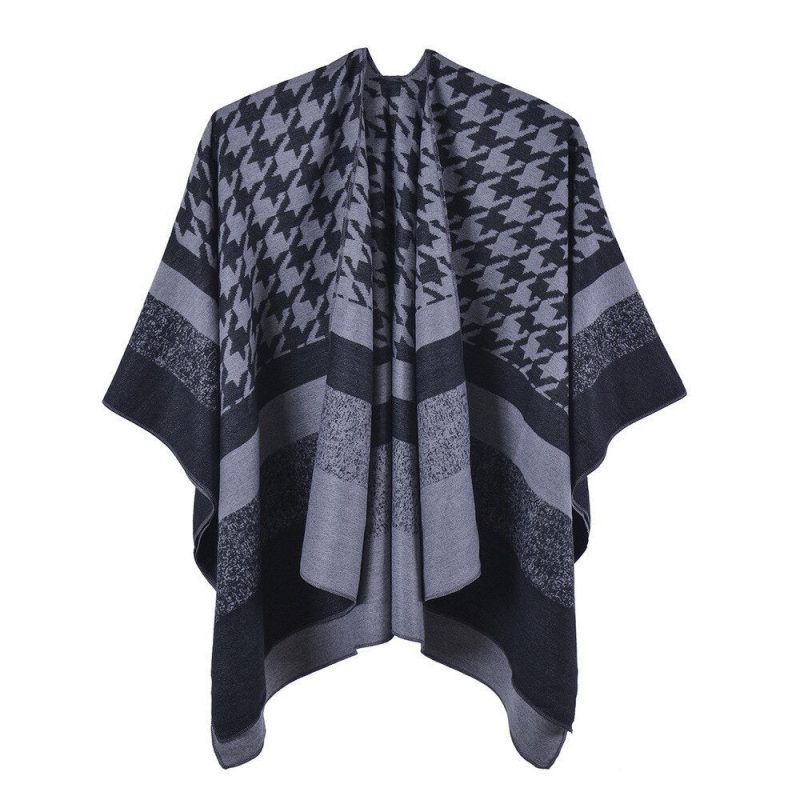 poncho femme pied de poule noir unique 480
