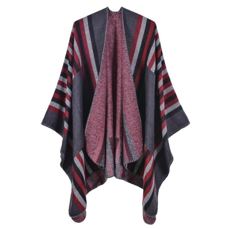 poncho femme raye 5 689