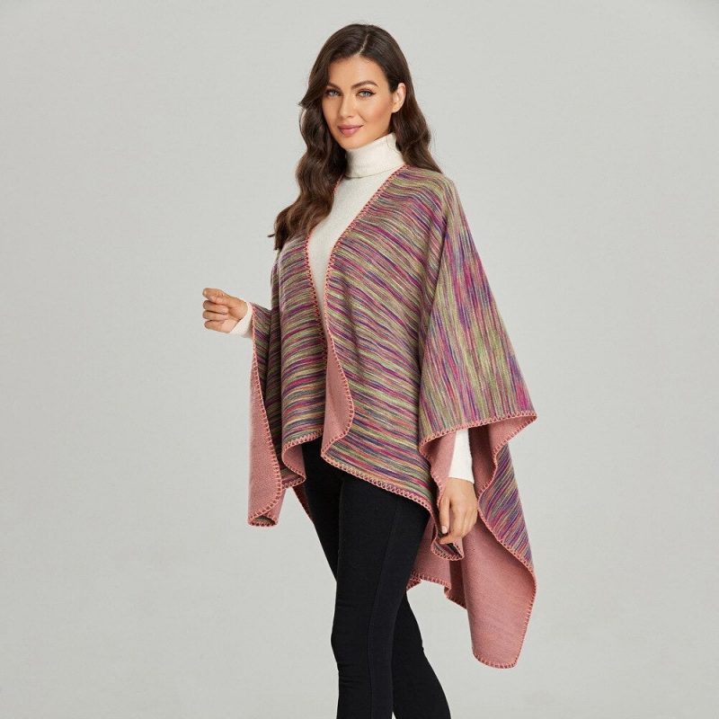 poncho femme rayure vintage 101