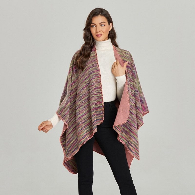 poncho femme rayure vintage 116