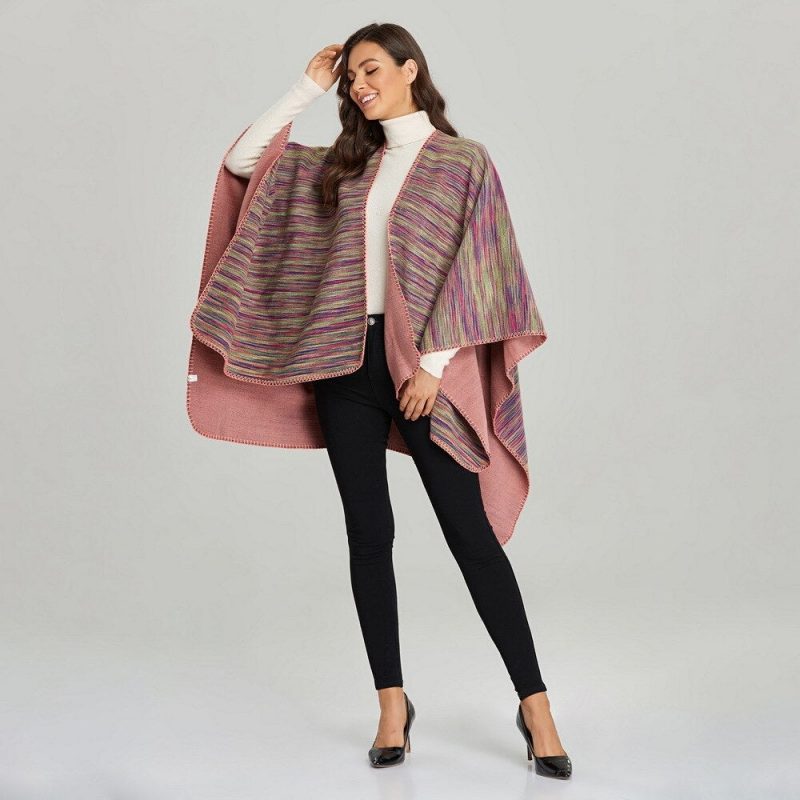 poncho femme rayure vintage 134