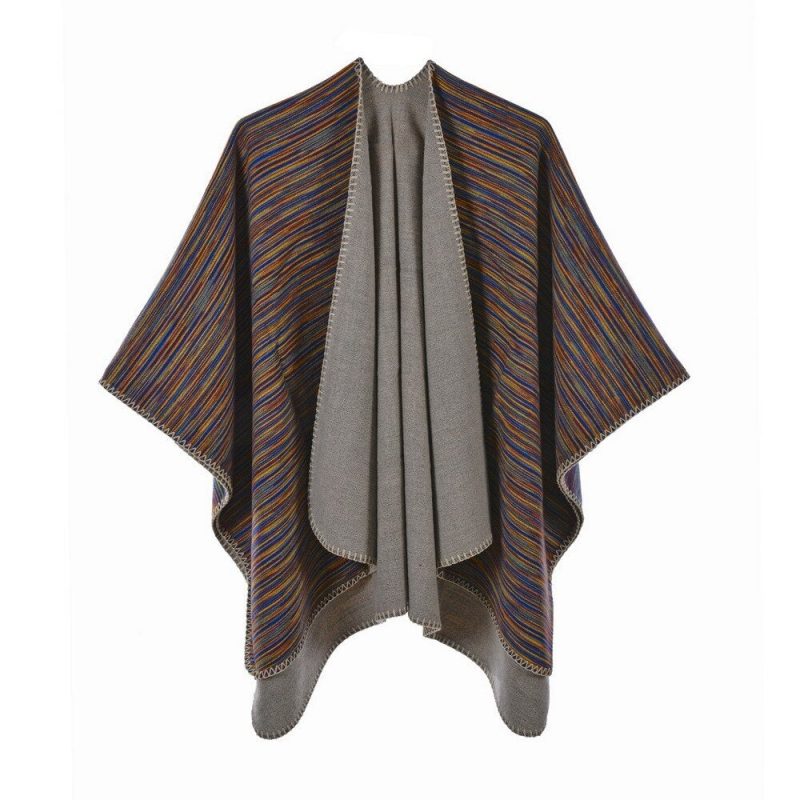 poncho femme rayure vintage 2 132