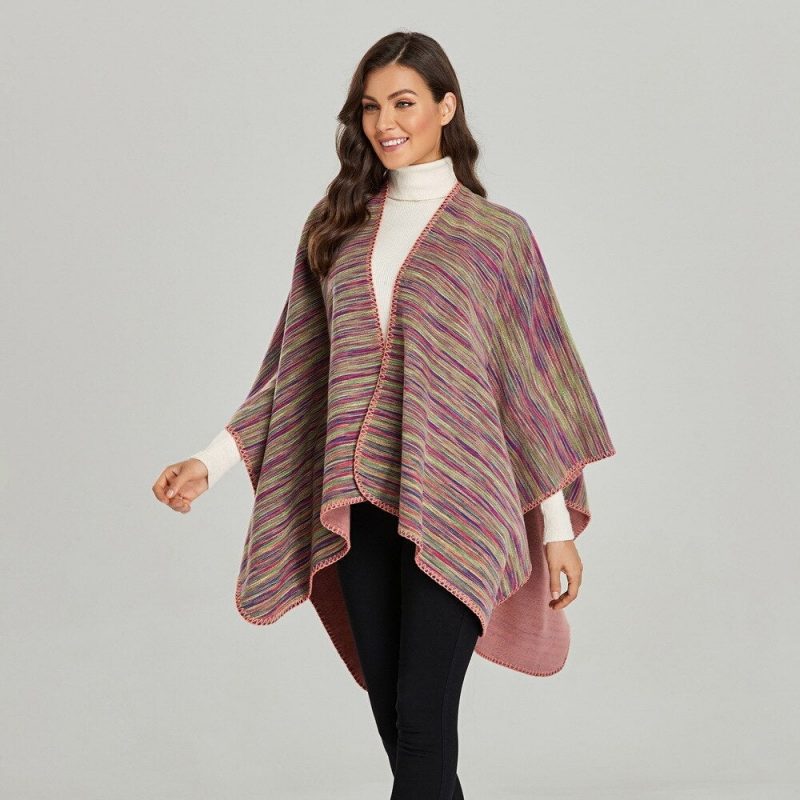 poncho femme rayure vintage 389