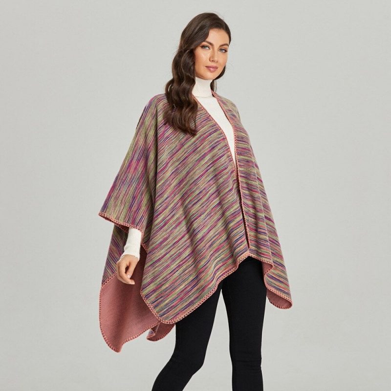 poncho femme rayure vintage 443