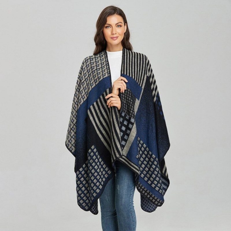 poncho femme rayures carreaux 431