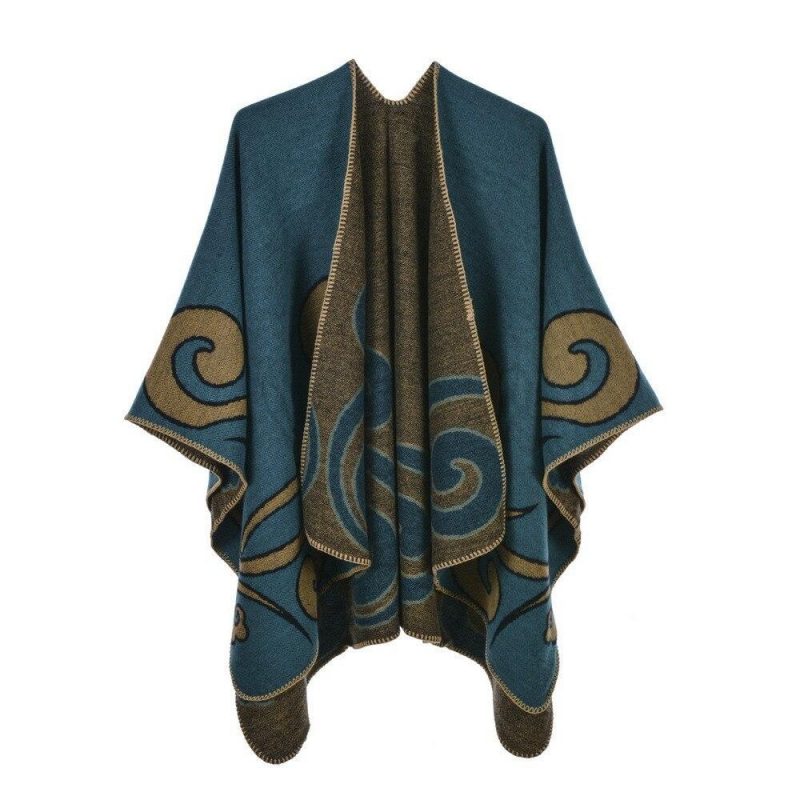 poncho femme vague bleu 976