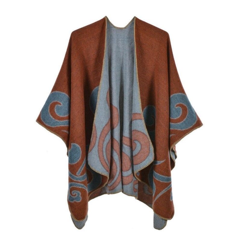 poncho femme vague orange 478