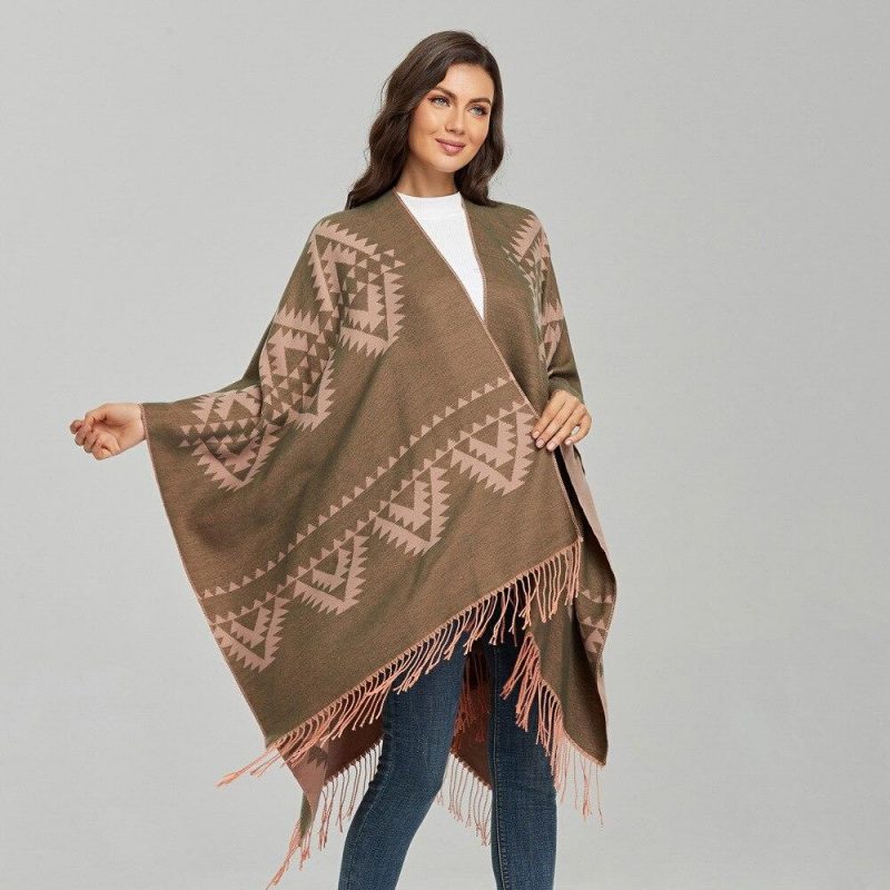 poncho femme vintage franges 297