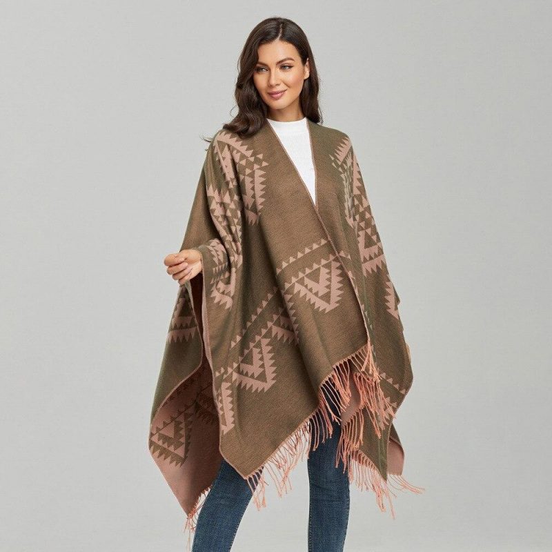 poncho femme vintage franges 314