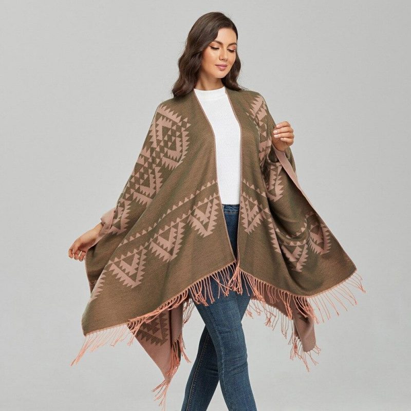 poncho femme vintage franges 655