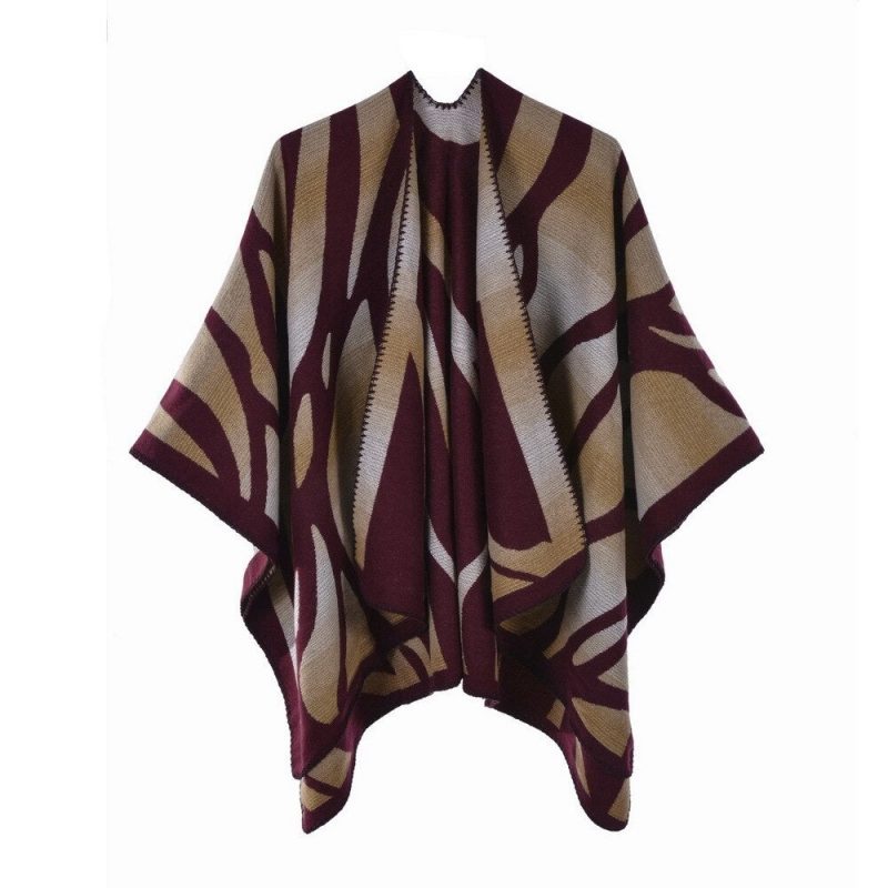 poncho femme wild rouge vin 564