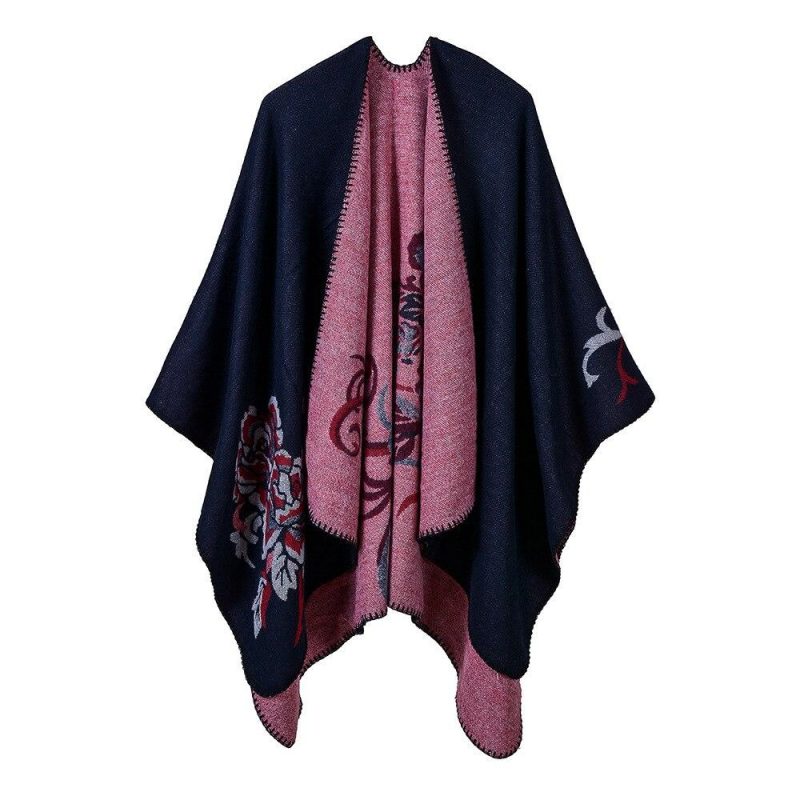 poncho fleur bleu marine 933