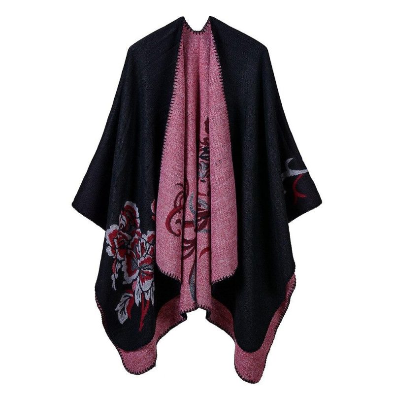 poncho fleur noir 532