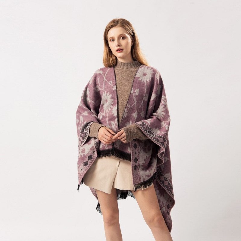 poncho fleuri femme 408