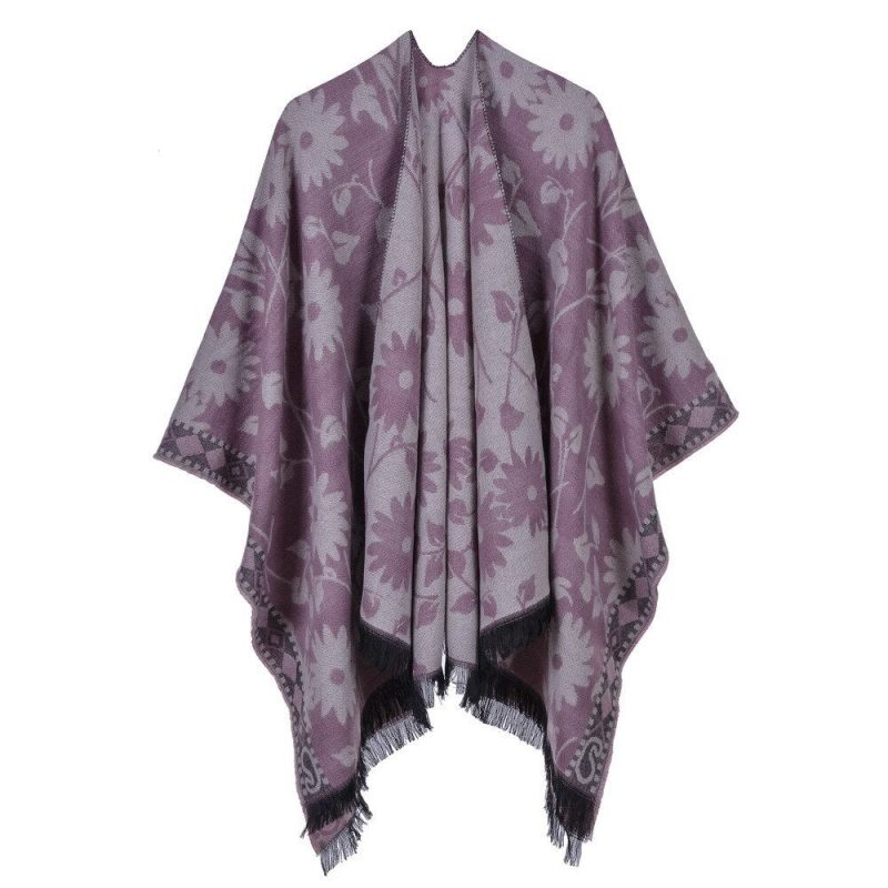poncho fleuri femme rose 963