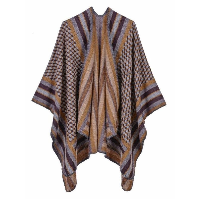 poncho gilet femme marron 565