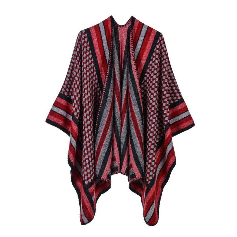 poncho gilet femme rouge 398
