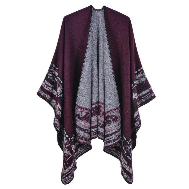 poncho grande taille bordeaux 707