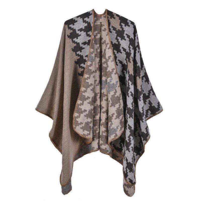 poncho hiver femme asymetrique beige 523
