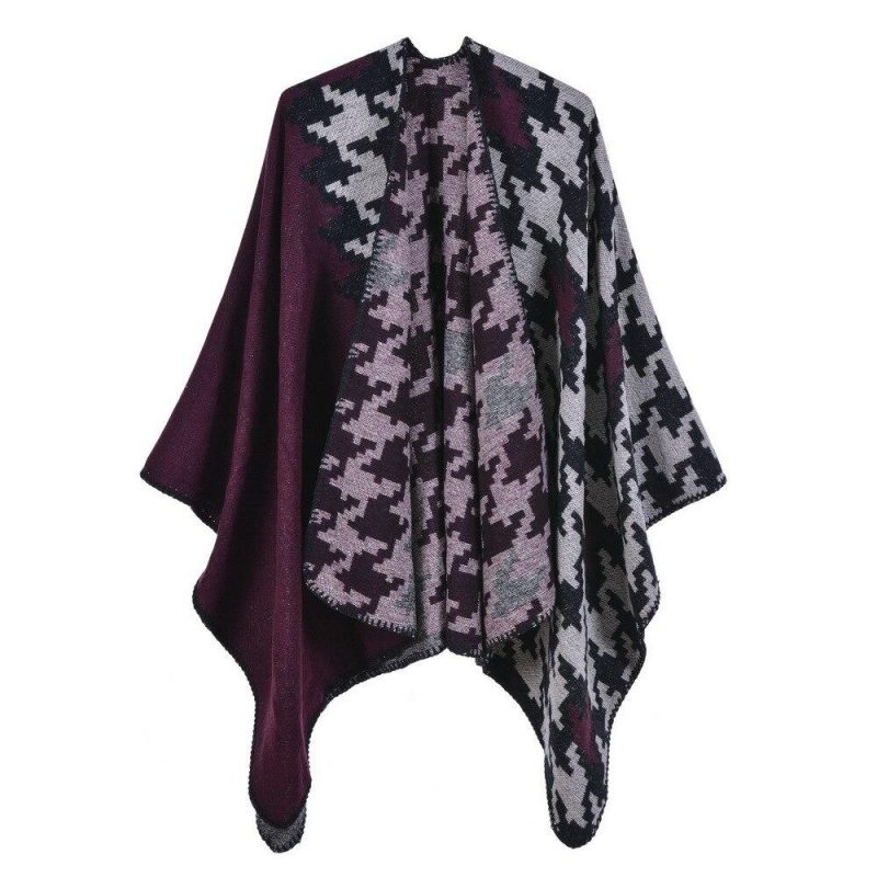 poncho hiver femme asymetrique bordeaux 281