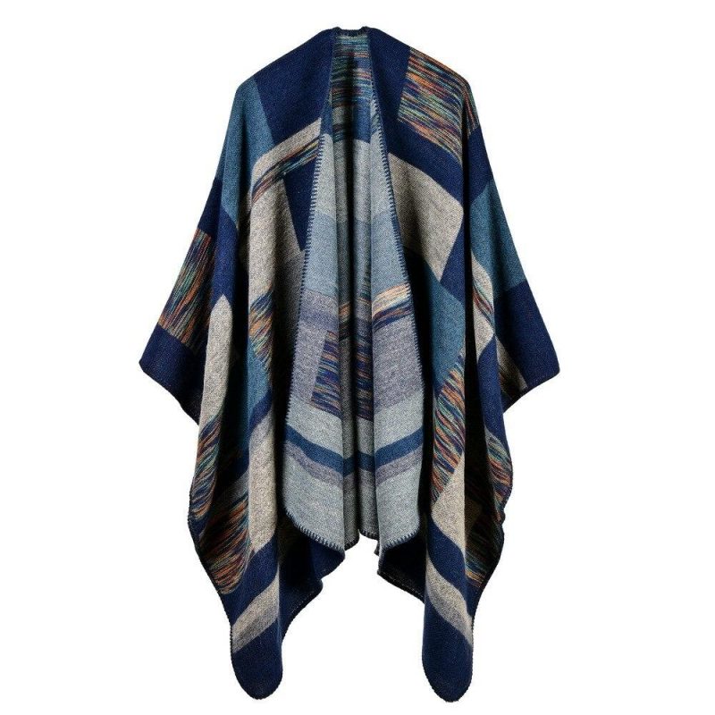 poncho hiver femme bleu 105