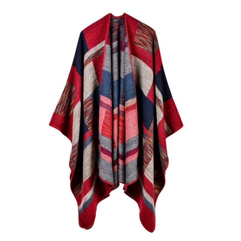 poncho hiver femme rouge 241